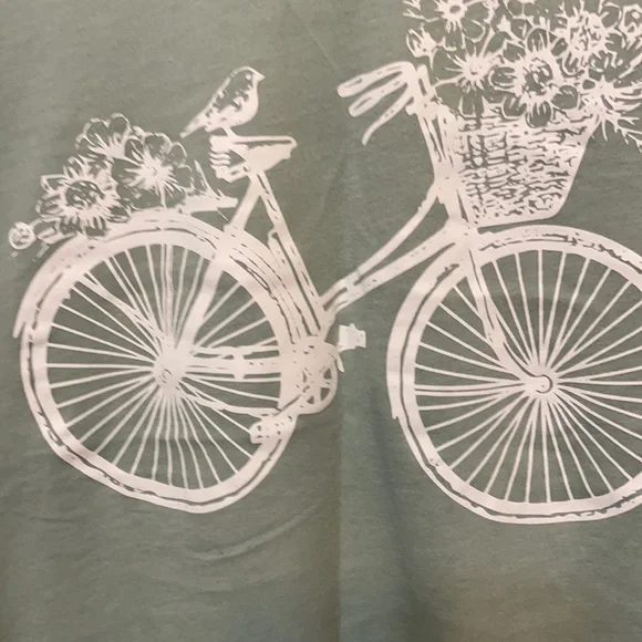 Bicycle graphic tee. Sage green S short-sleeve. - Picture 3 of 3